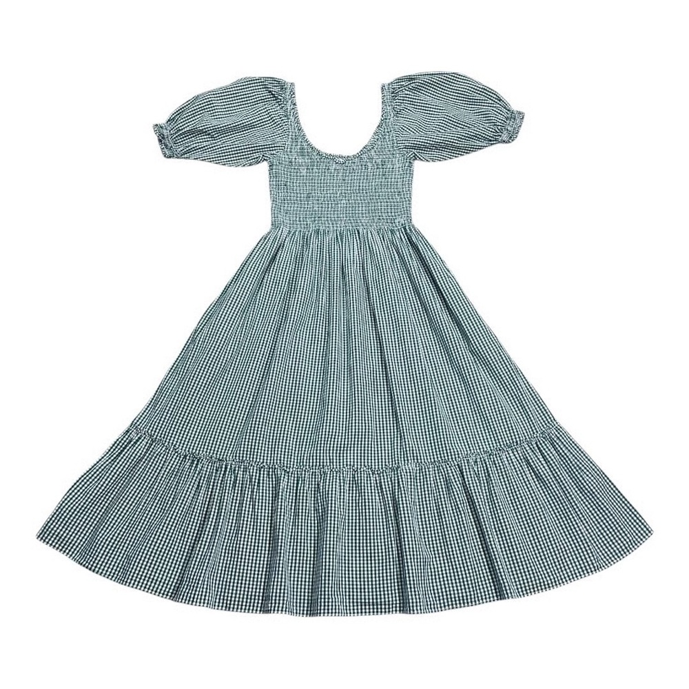 Elegant Green Checkered Midi Dress